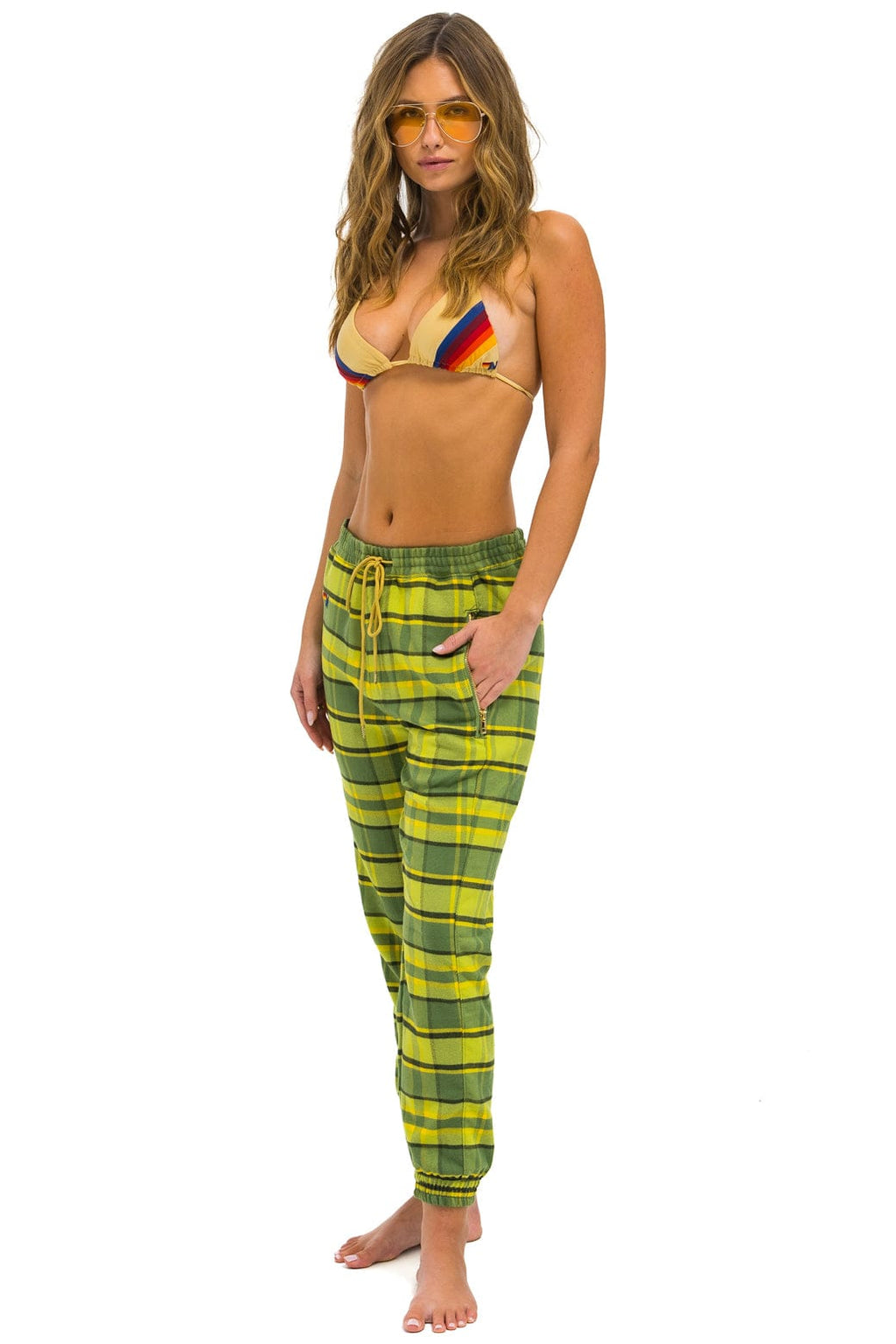Retro UNISEX PLAID LODGE PANT - AVOCADO PLAID