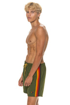 Retro MENS 5 STRIPE FLEX SHORTS - GARDEN GREEN