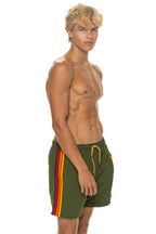 Retro MENS 5 STRIPE FLEX SHORTS - GARDEN GREEN