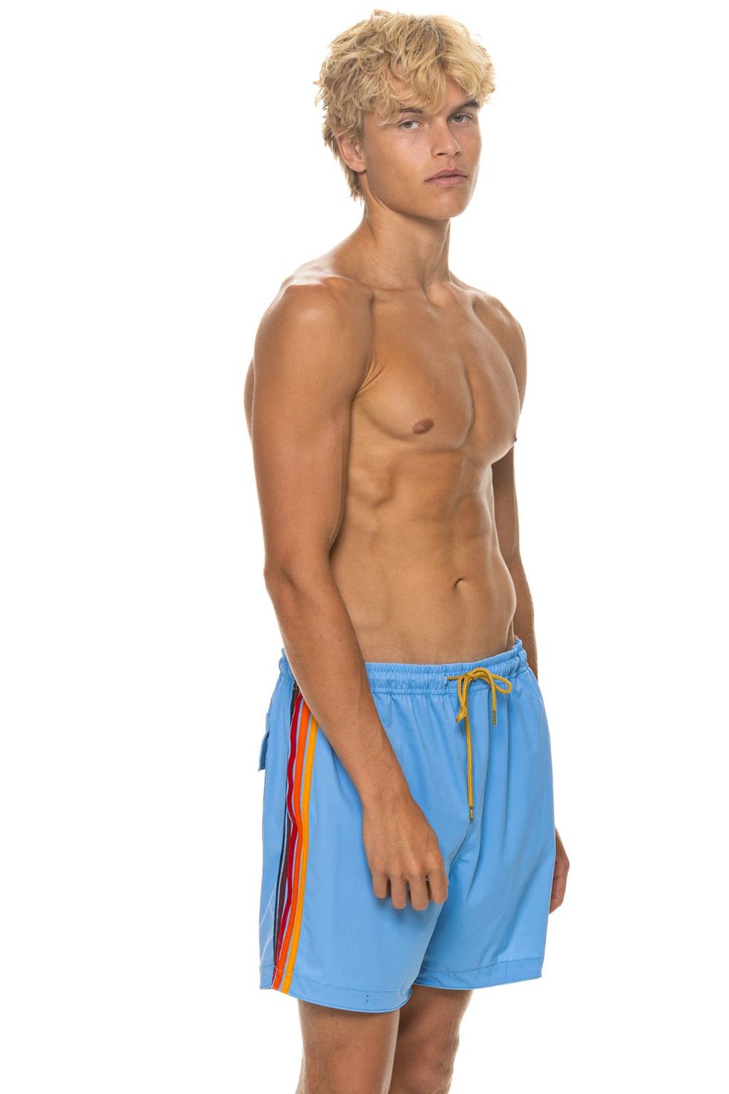 Retro MENS 5 STRIPE FLEX SHORTS - SKY