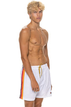 Retro MENS 5 STRIPE FLEX SHORTS - WHITE