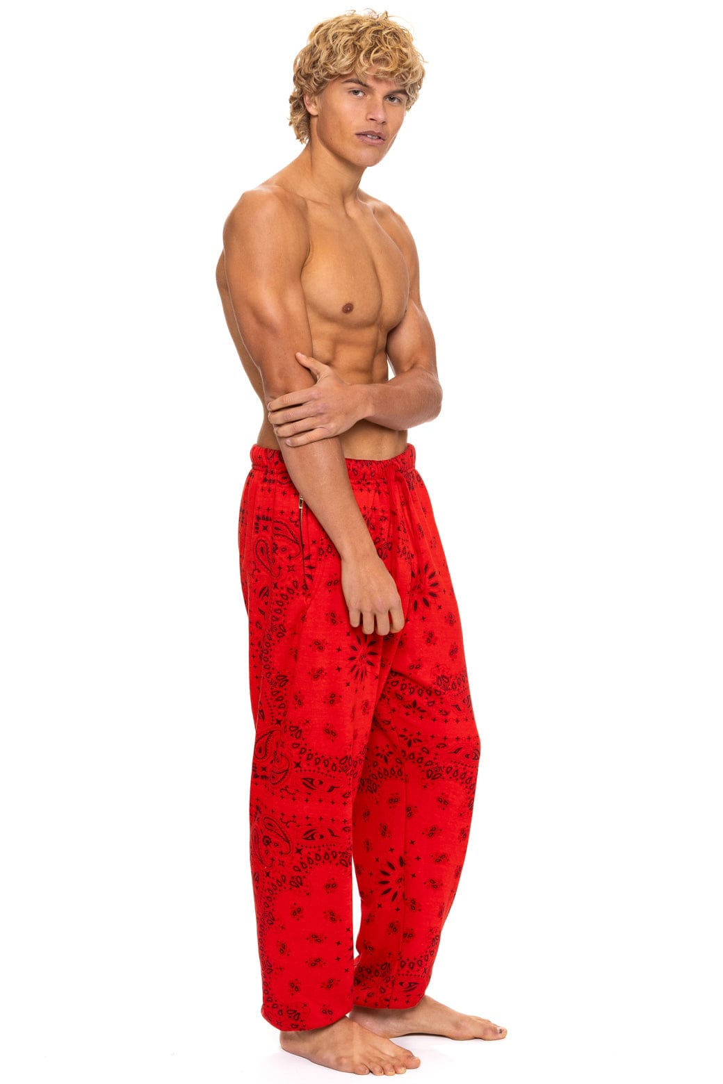 Retro BANDANA SWEATPANTS - RED