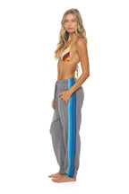 Retro 5 STRIPE SWEATPANTS - HEATHER GREY BLUE