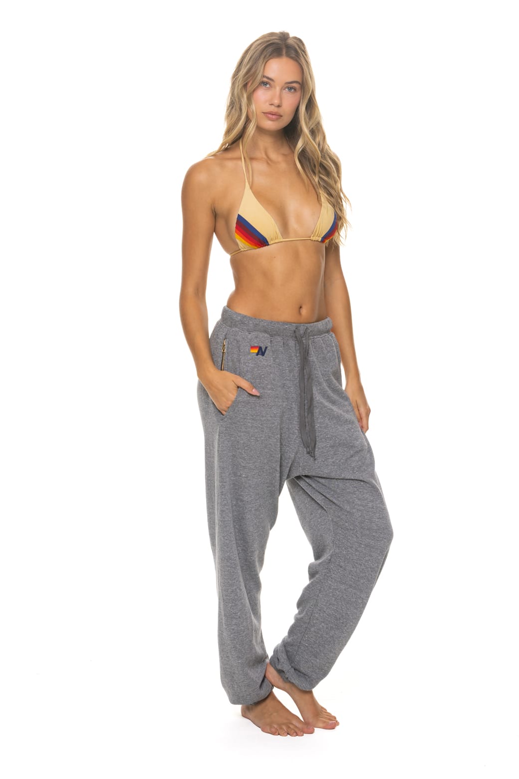 Retro 5 STRIPE SWEATPANTS - HEATHER GREY