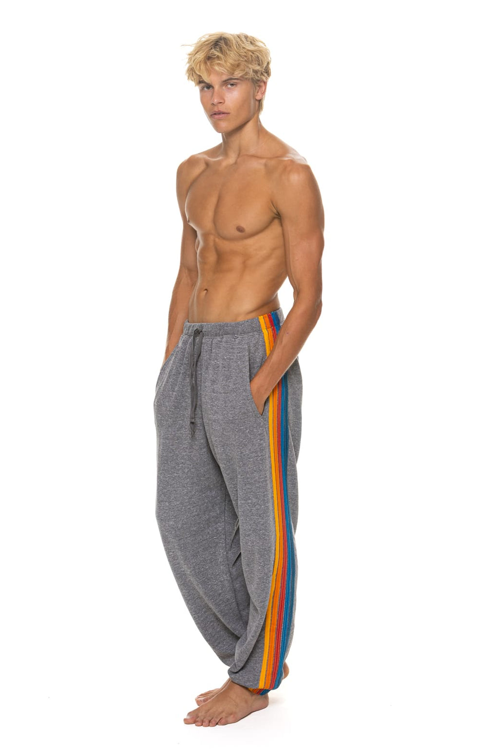 Retro 5 STRIPE SWEATPANTS - HEATHER GREY