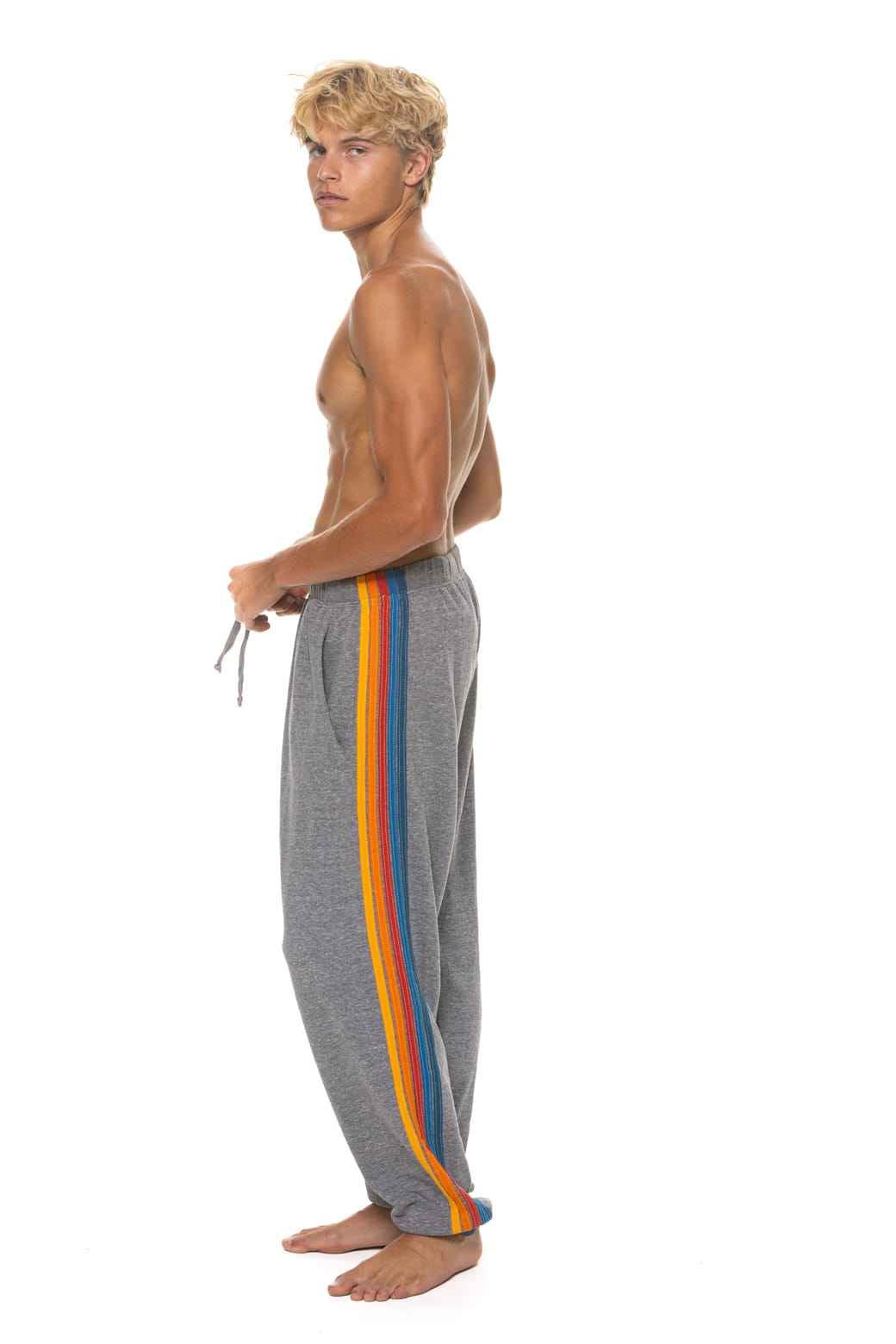 Retro 5 STRIPE SWEATPANTS - HEATHER GREY