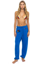 Retro LOGO PRINT UNISEX SWEATPANTS - ADVENTURE BLUE