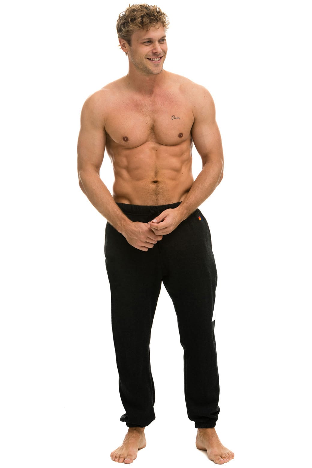 Retro BOLT PRINT SWEATPANTS - BLACK WHITE