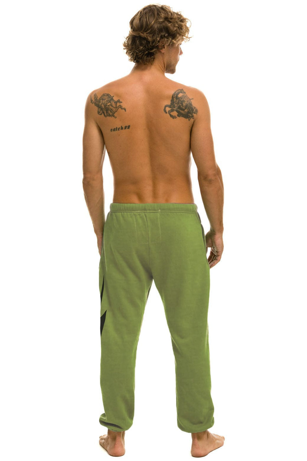 Retro BOLT PRINT UNISEX SWEATPANTS - JUNGLE GREEN
