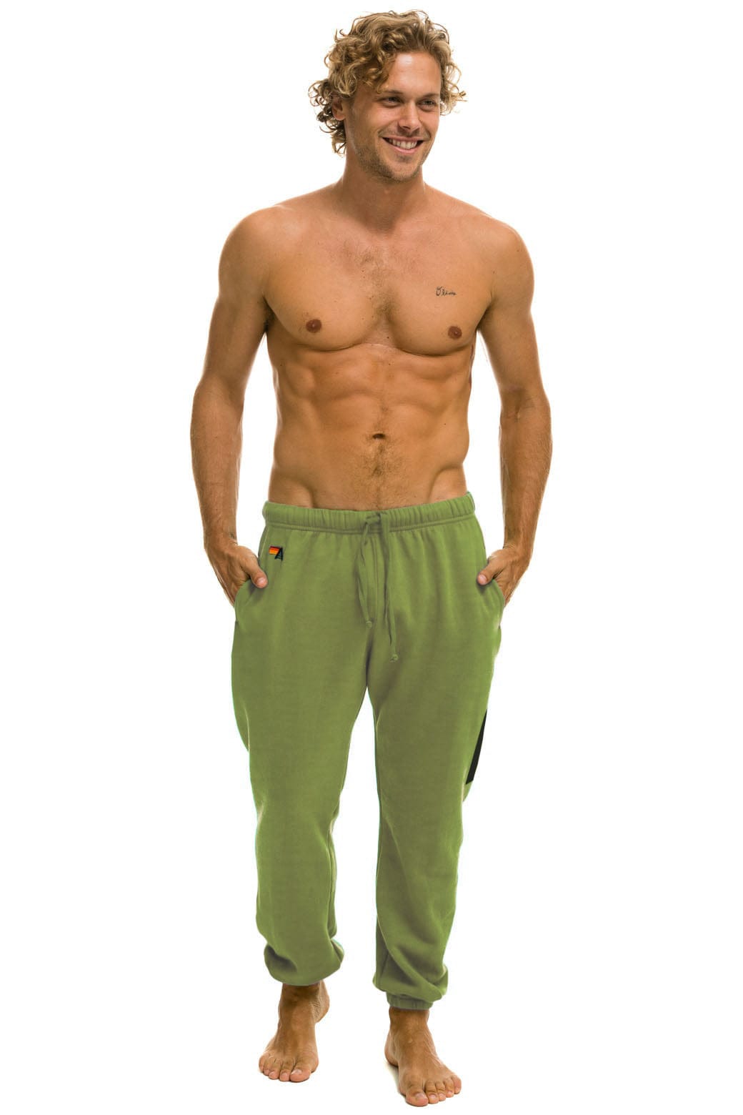 Retro BOLT PRINT UNISEX SWEATPANTS - JUNGLE GREEN
