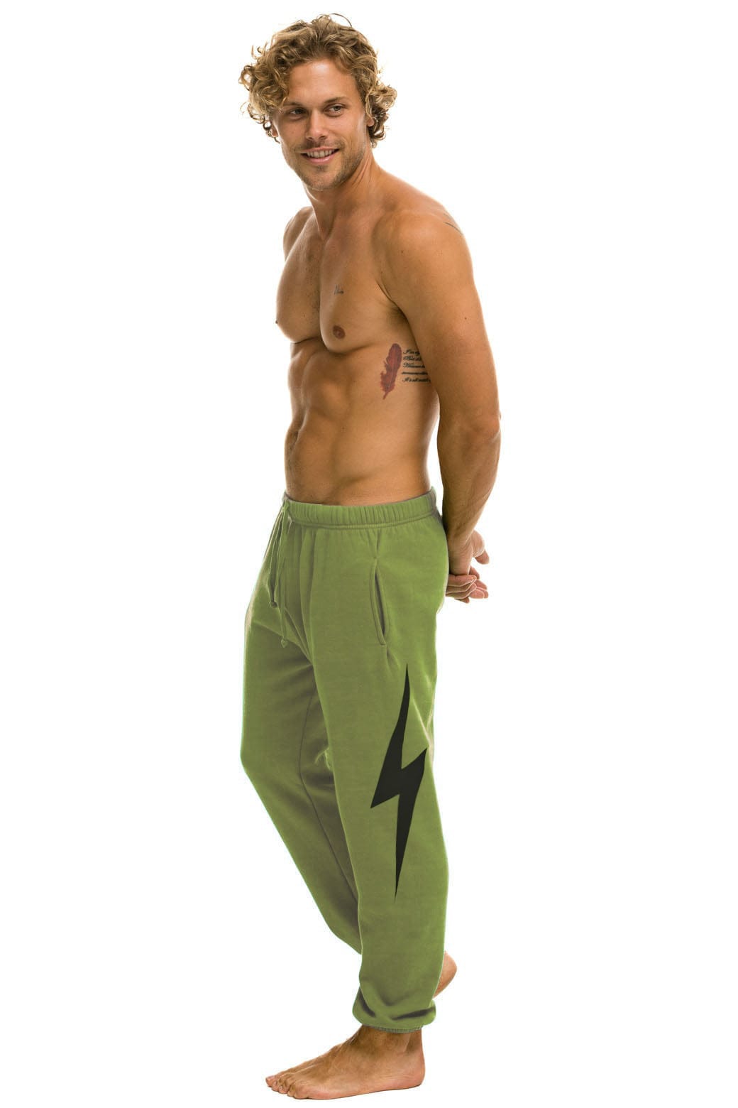 Retro BOLT PRINT UNISEX SWEATPANTS - JUNGLE GREEN