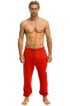 Retro BOLT PRINT UNISEX SWEATPANTS - RED WHITE