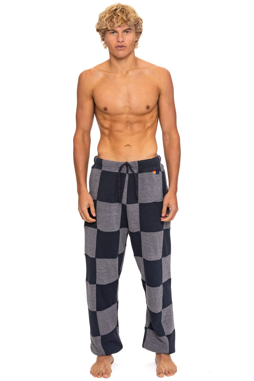 Retro CHECK QUILTED SWEATPANTS - HEATHER CHARCOAL