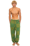 Retro CHECK QUILTED SWEATPANTS - JUNGLE GREEN PALM