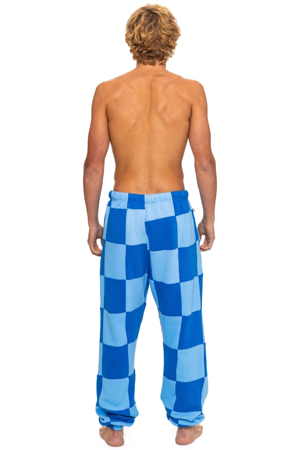 Retro CHECK QUILTED SWEATPANTS - SKY ADVENTURE BLUE
