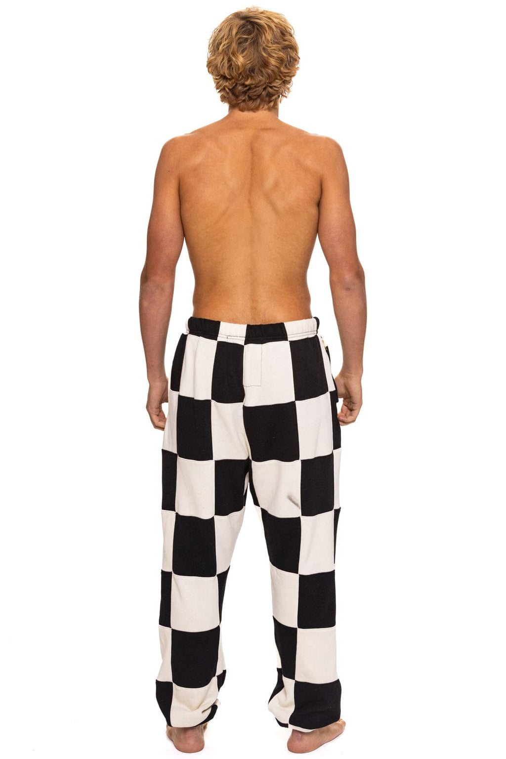Retro CHECK QUILTED SWEATPANTS - VINTAGE WHITE BLACK