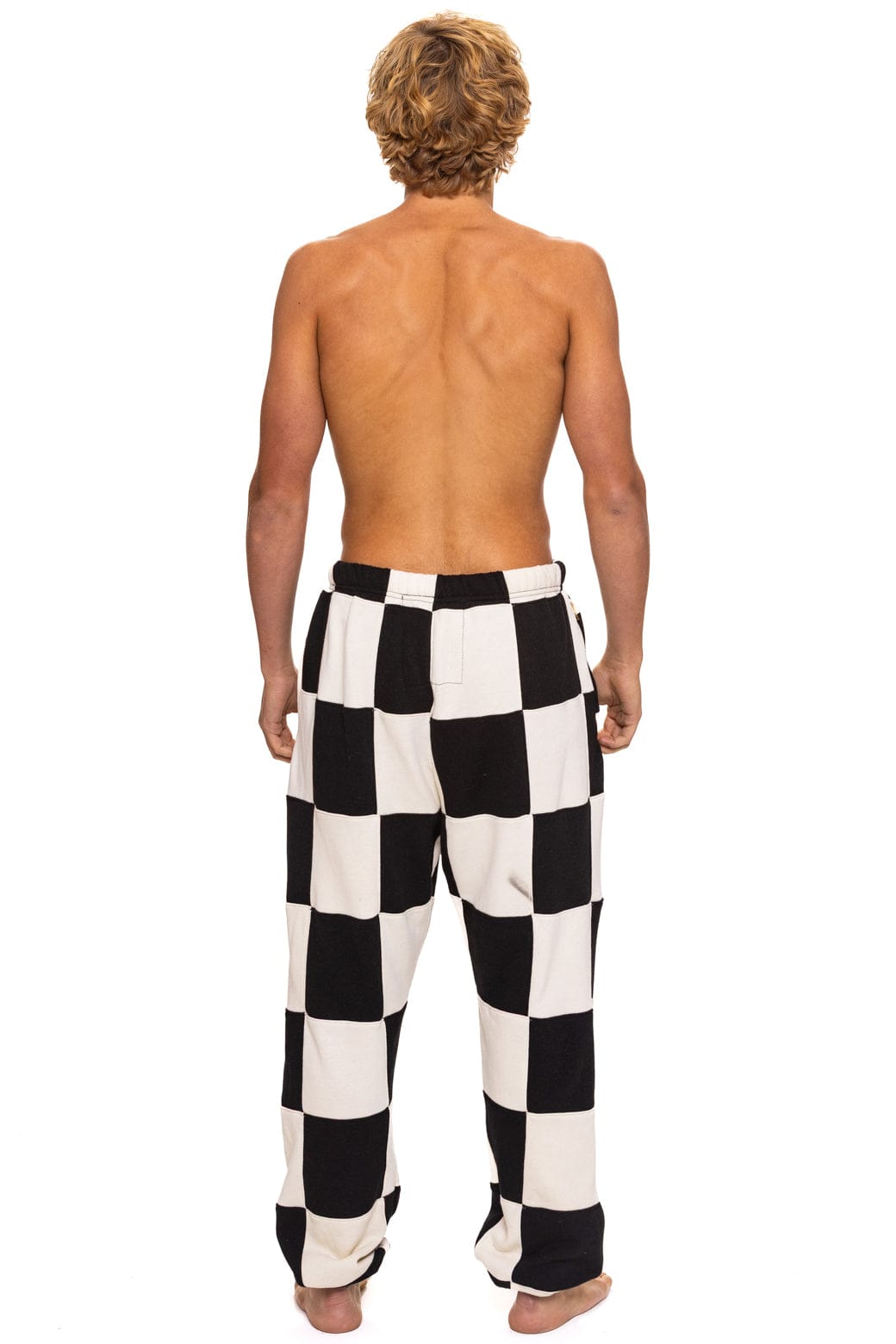 Retro CHECK QUILTED SWEATPANTS - VINTAGE WHITE BLACK