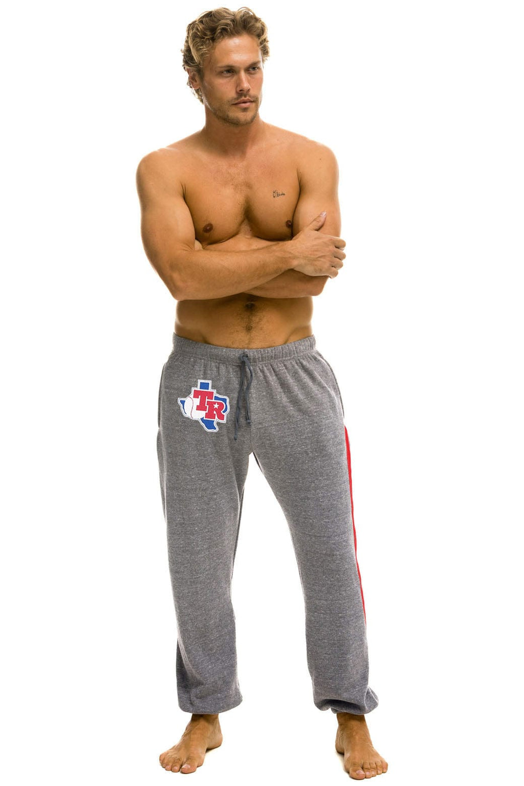 Retro TEXAS RANGERS 5 STRIPE UNISEX SWEATPANTS - HEATHER USA
