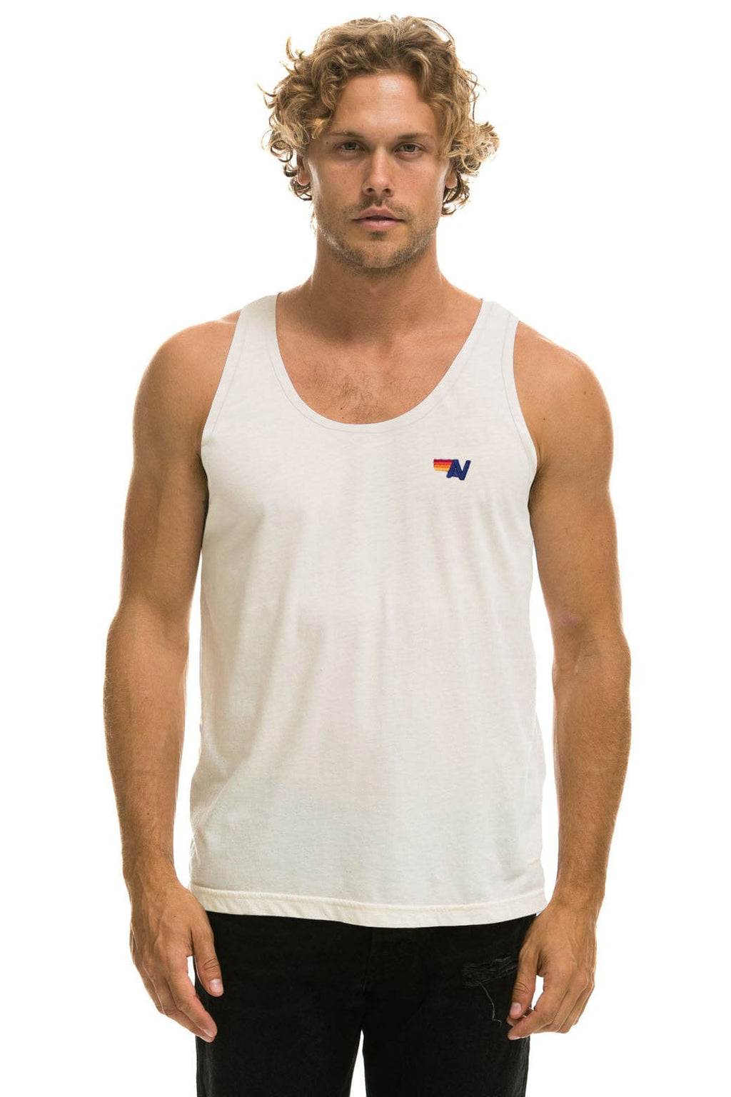 Retro MENS BASIC TANK - VINTAGE WHITE