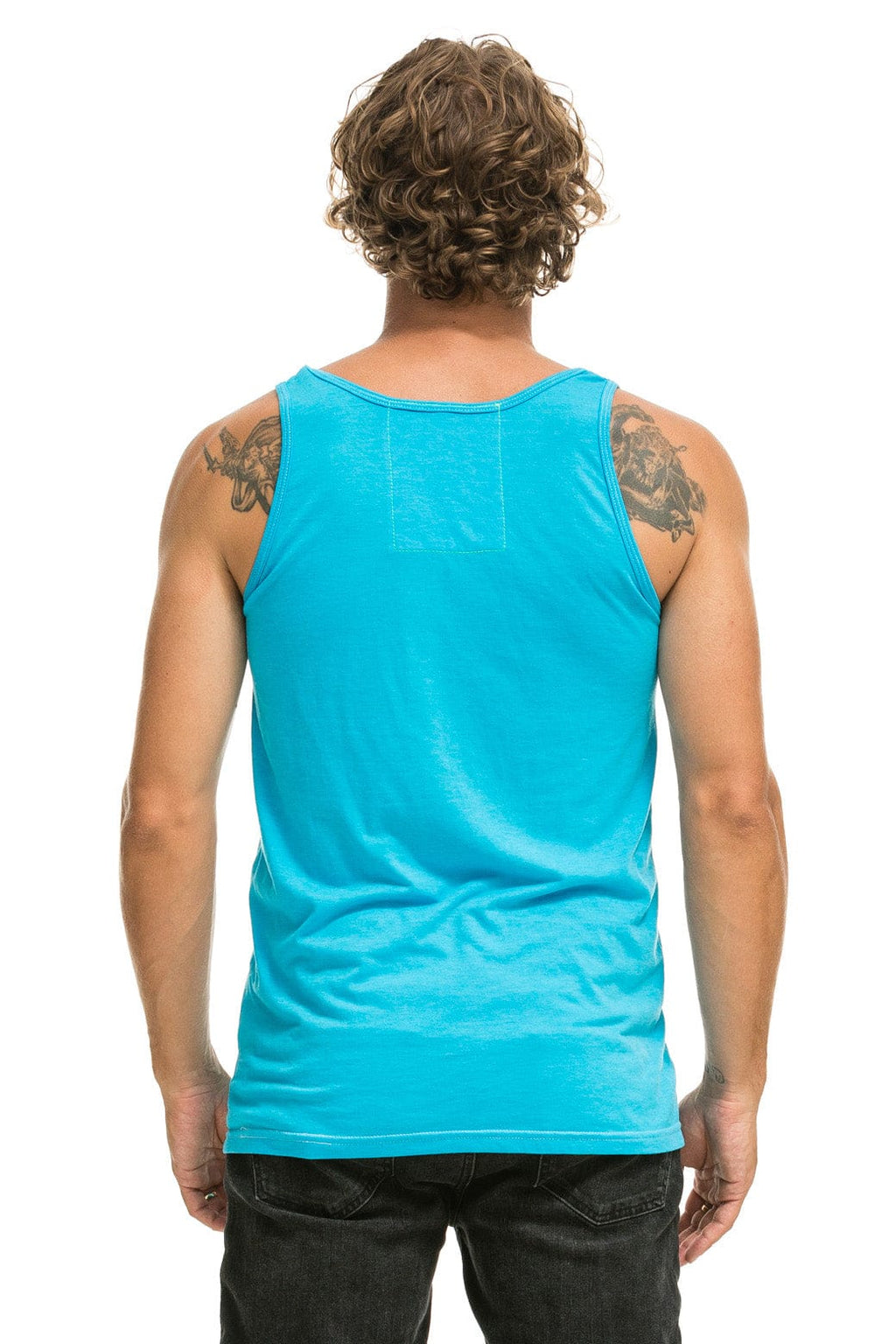 Retro MENS BOLT TANK - NEON BLUE