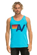 Retro MENS LOGO TANK - NEON BLUE