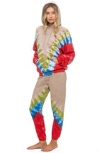 Retro HAND DYED V SWEATPANTS - TIE DYE SAND BLUE RED
