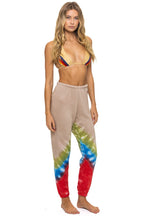 Retro HAND DYED V SWEATPANTS - TIE DYE SAND BLUE RED