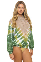 Retro HAND DYED V RELAXED PULLOVER HOODIE - TIE DYE SAND JUNGLE