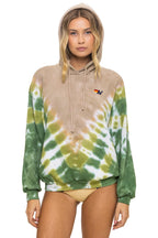 Retro HAND DYED V RELAXED PULLOVER HOODIE - TIE DYE SAND JUNGLE