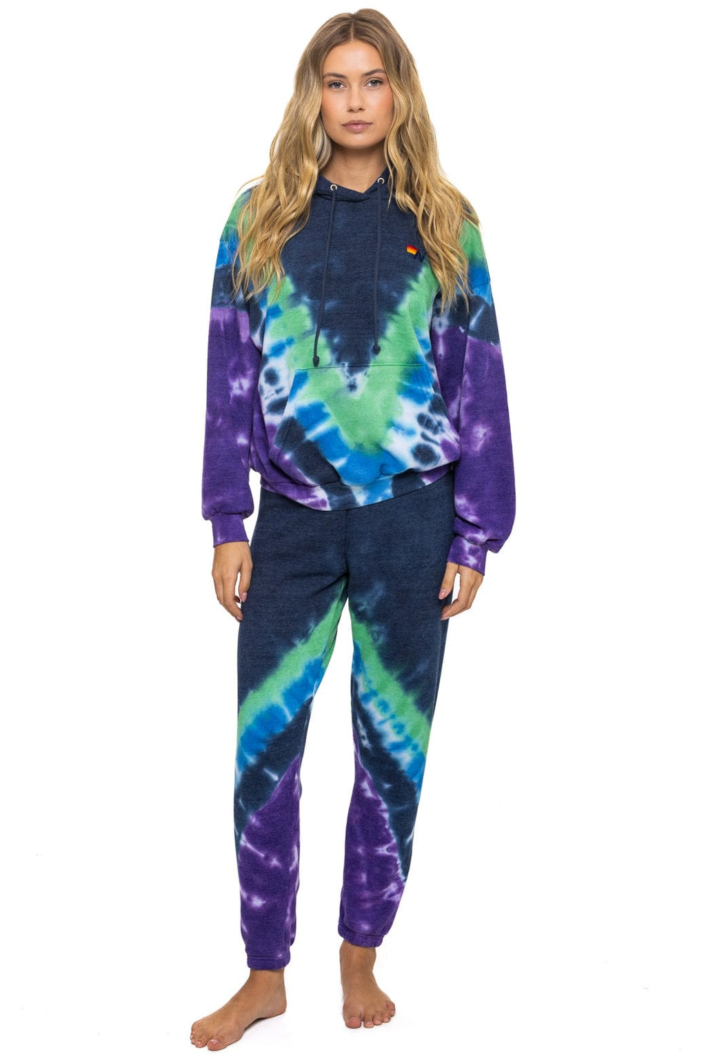 Retro HAND DYED V SWEATPANTS - TIE DYE MIDNIGHT PURPLE
