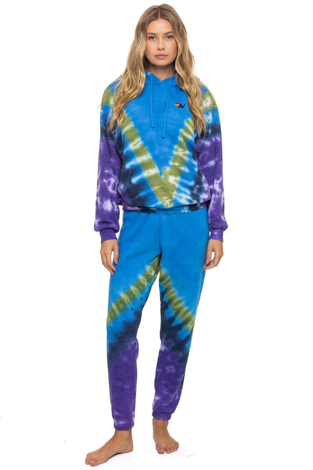 Retro HAND DYED V RELAXED PULLOVER HOODIE - TIE DYE OCEAN PURPLE
