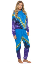 Retro HAND DYED V RELAXED PULLOVER HOODIE - TIE DYE OCEAN PURPLE