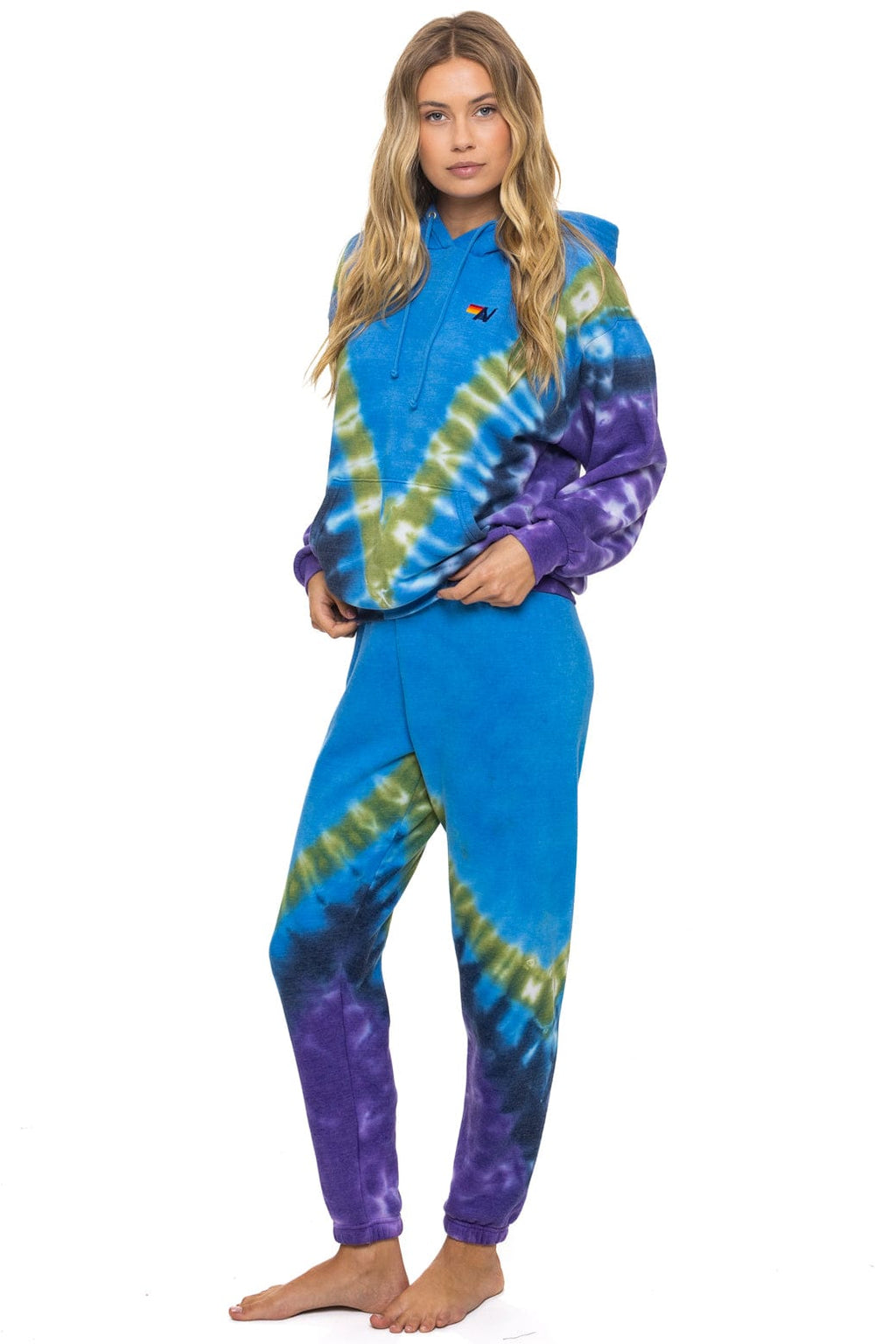 Retro HAND DYED V RELAXED PULLOVER HOODIE - TIE DYE OCEAN PURPLE