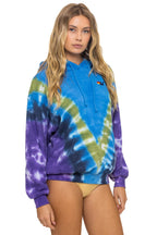 Retro HAND DYED V RELAXED PULLOVER HOODIE - TIE DYE OCEAN PURPLE