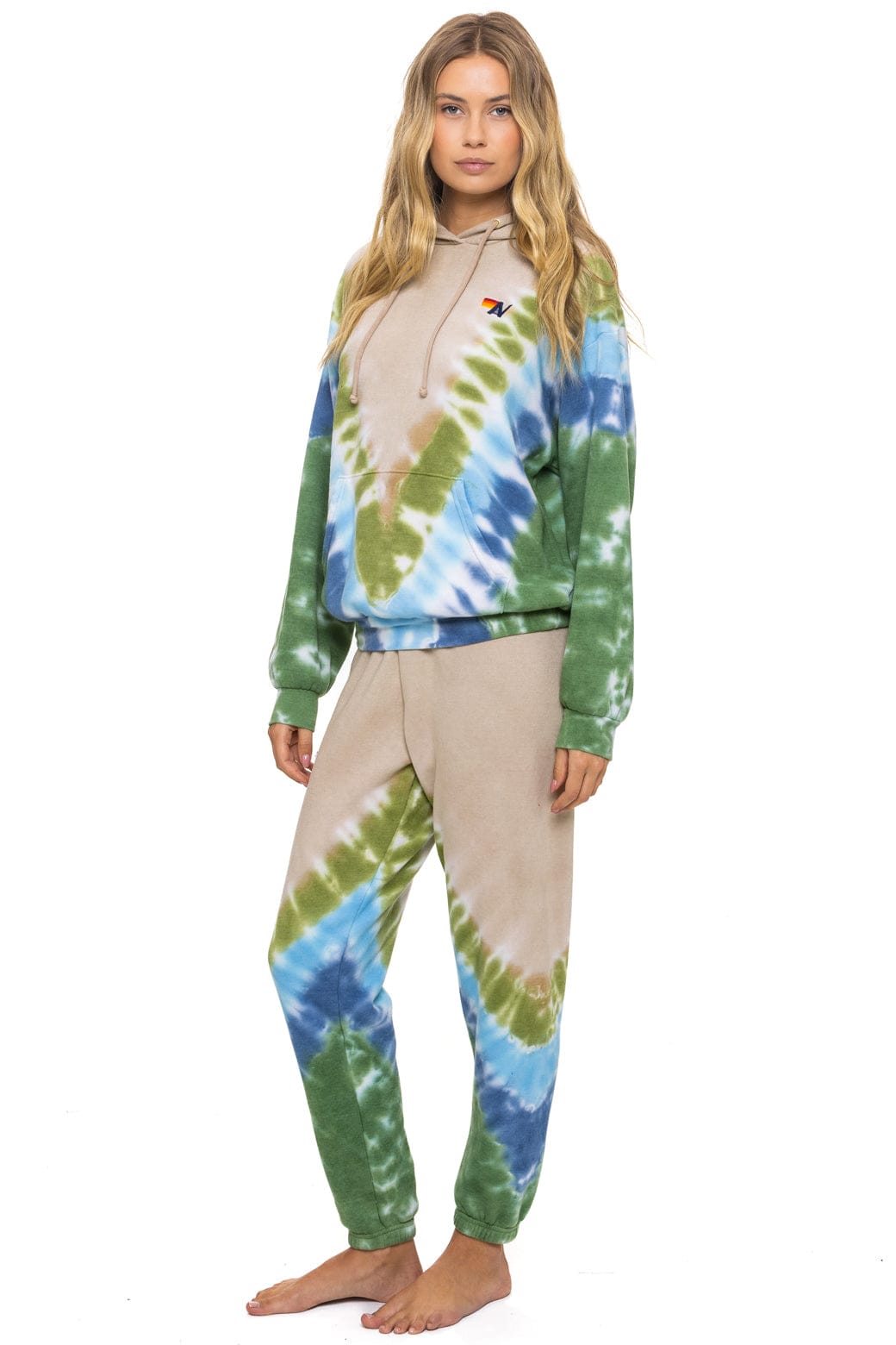 Retro HAND DYED V SWEATPANTS - TIE DYE SAND BLUE GREEN
