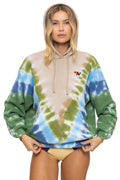 Retro HAND DYED V RELAXED PULLOVER HOODIE - TIE DYE SAND BLUE GREEN