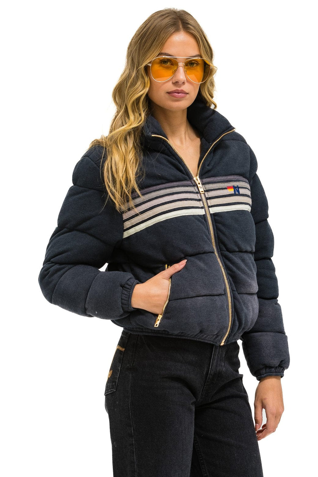 Retro 5 STRIPE FADED APRES JACKET - FADED SMOKE