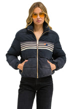 Retro 5 STRIPE FADED APRES JACKET - FADED SMOKE