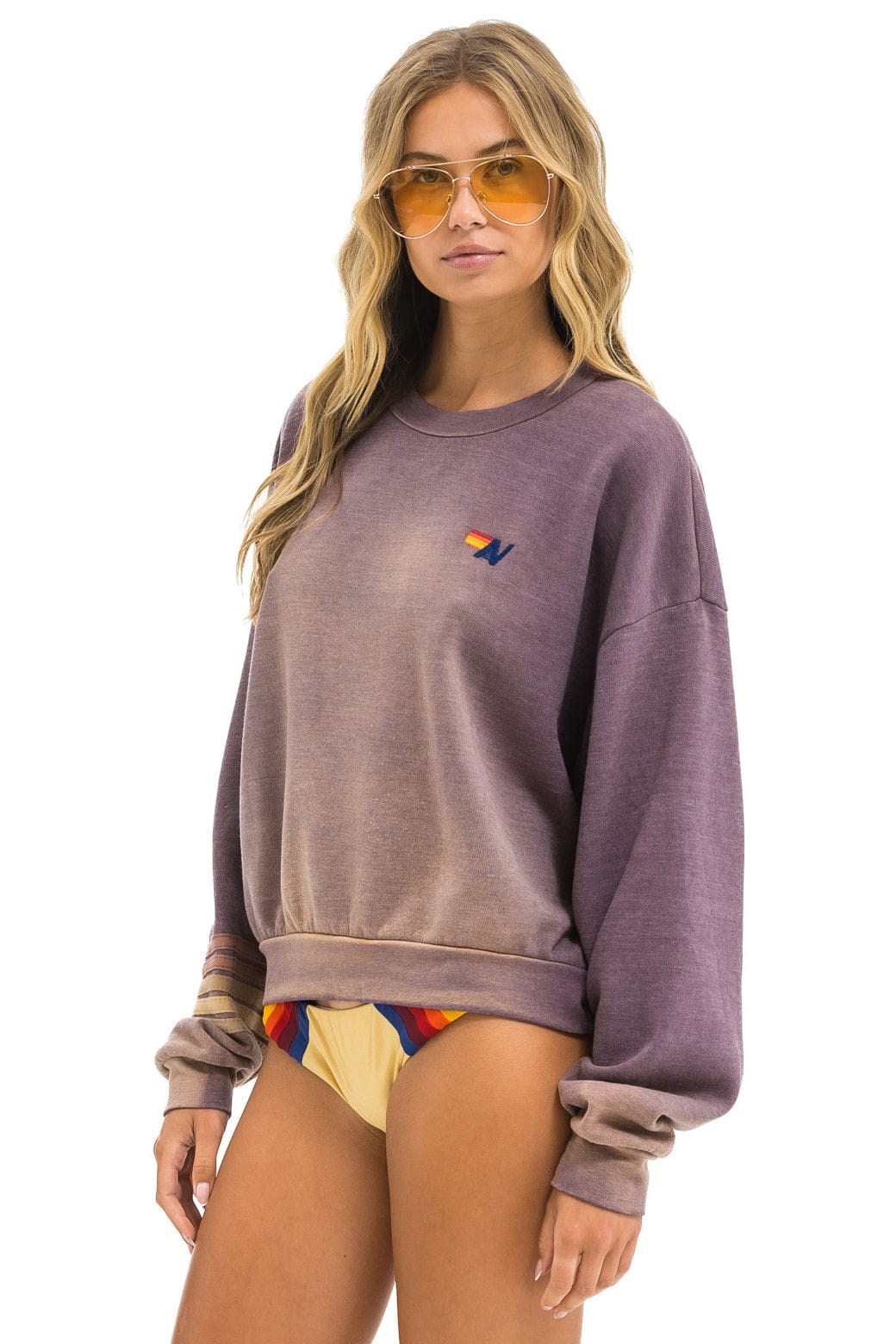 Retro RUGBY STITCH RELAXED CREW SWEATSHIRT - FADED MOCHA