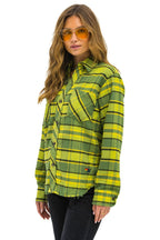 Retro PLAID FLANNEL WESTERN SHIRT - AVOCADO PLAID