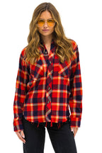 Retro PLAID FLANNEL LIGHT WEIGHT UNISEX WESTERN SHIRT - RUGBY PLAID