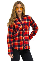 Retro PLAID FLANNEL LIGHT WEIGHT UNISEX WESTERN SHIRT - RUGBY PLAID