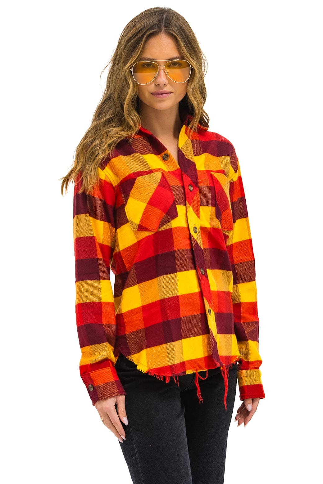 Retro PLAID FLANNEL LIGHT WEIGHT UNISEX WESTERN SHIRT - SURFY PLAID