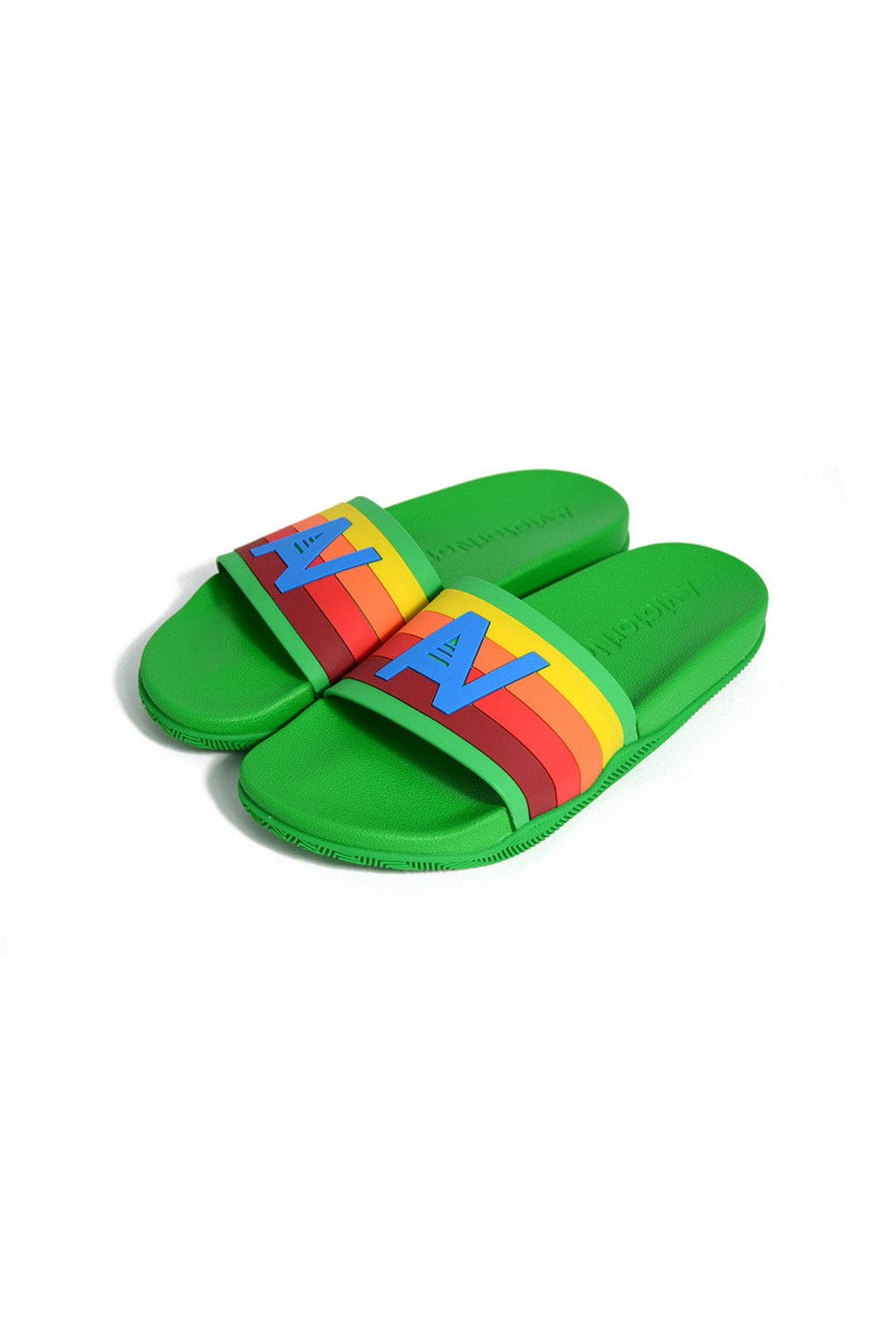 Retro MEMBER EXCLUSIVE LOGO RAINBOW 4 STRIPE SLIDES - KELLY GREEN