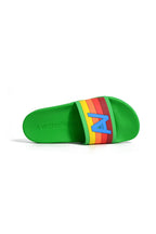 Retro MEMBER EXCLUSIVE LOGO RAINBOW 4 STRIPE SLIDES - KELLY GREEN