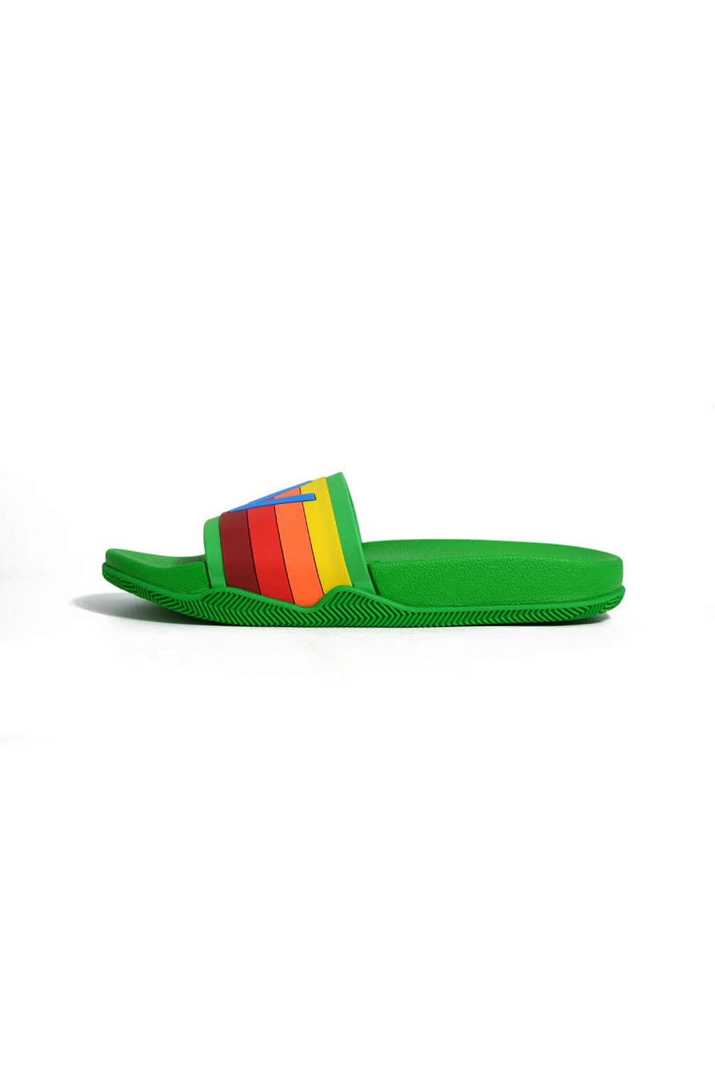 Retro MEMBER EXCLUSIVE LOGO RAINBOW 4 STRIPE SLIDES - KELLY GREEN