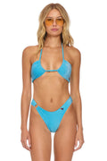 Retro SPARKLE GYPSY RING HI-CUT FULL COVERAGE BIKINI BOTTOMS - SKY