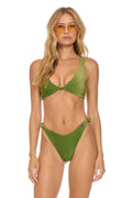 Retro SPARKLE RIVIERA KNOT FRONT TOP BIKINI TOP - ARMY