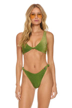Retro SPARKLE RIVIERA KNOT FRONT TOP BIKINI TOP - ARMY