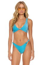 Retro SPARKLE RIVIERA KNOT FRONT TOP BIKINI TOP - SKY